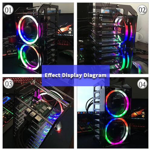 52Pi 8-Laags Acryl Cluster Behuizing met RGB LED & Koelventilator voor RPi, Jetson Nano (Transparant) 52Pi 8-Layer Acrylic Cluster Case w/ RGB LED & Cooling Fan for RPi, Jetson Nano (Clear)