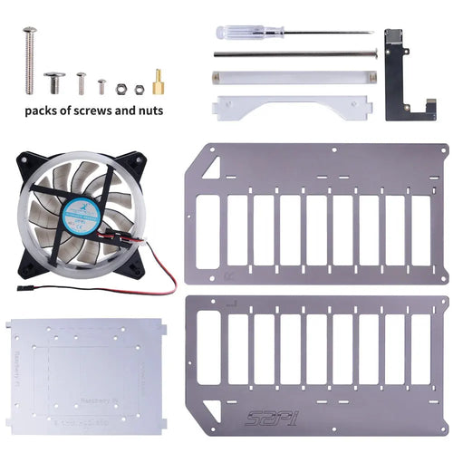 52Pi 8-Laags Acryl Cluster Behuizing met RGB LED & Koelventilator voor RPi, Jetson Nano (Transparant) 52Pi 8-Layer Acrylic Cluster Case w/ RGB LED & Cooling Fan for RPi, Jetson Nano (Clear)