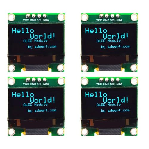 Pantalla OLED de 0,96pulg 128x64 SSD1306 I2C Serial Adeept c/ Autoiluminación (4x) Adeept 0.96in OLED Module 128x64 SSD1306 I2C Serial Self-Luminous Display (4x)