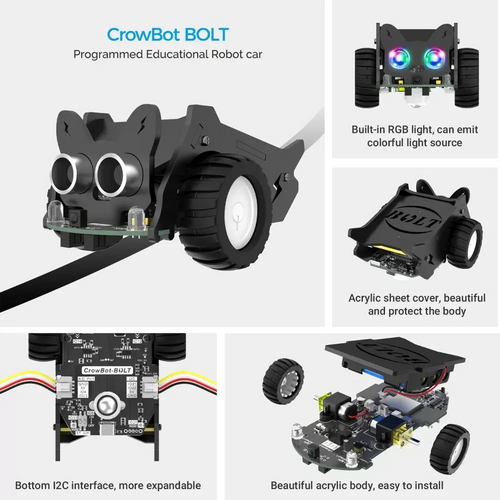 CrowBot BOLT-Open Source Programmeerbare Slimme Robot Auto Kit m/ Joystick CrowBot BOLT-Open Source Programmable Smart Robot Car Kit w/ Joystick