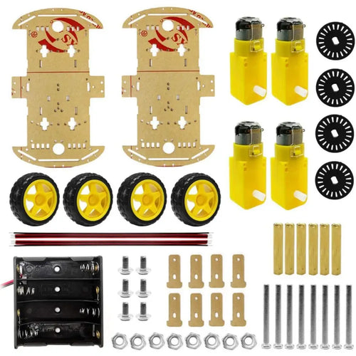 DIY Robot Car Smart Chassis Kit met Speed Encoder 4W 2-Layer voor Arduino, RPi DIY Robot Car Smart Chassis Kit w/ Speed Encoder 4W 2-Layer for Arduino, RPi