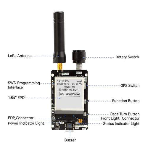 Elecrow ThinkNode M1 LoRa Meshtastic Transceiver 1.54 Elecrow ThinkNode M1 LoRa Meshtastic Transceiver 1.54" EPD Screen GPS nRF52840 w/o Case 915 MHz