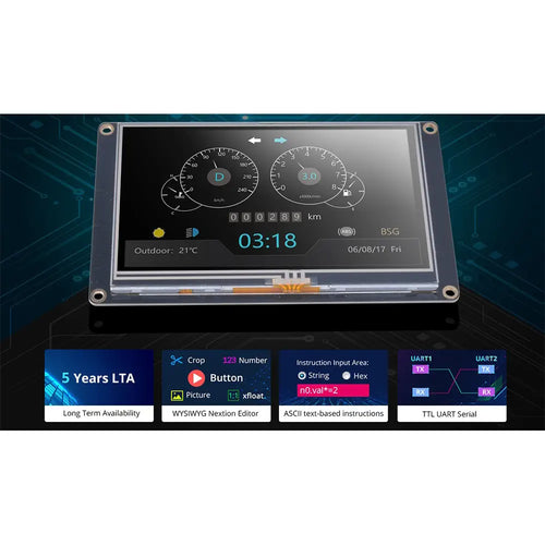 Pantalla Táctil Resistiva de 4,3 pulg Nextion NX4827K043 de la Serie Mejorada Nextion NX4827K043 4.3-Inch Enhanced Series HMI Resistive Touch Display