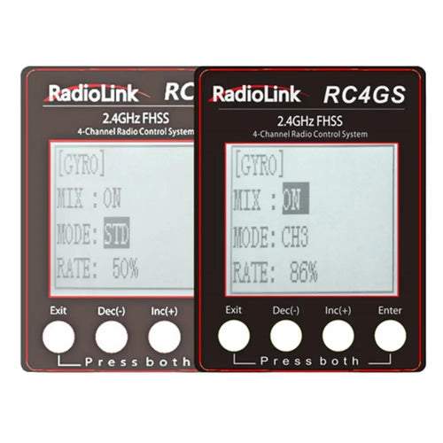 RadioLink RC4GS V3 2,4 GHz 4CH Zender met R6FG Ontvanger RadioLink RC4GS V3 2.4GHz 4CH Transmitter w/ R6FG Receiver