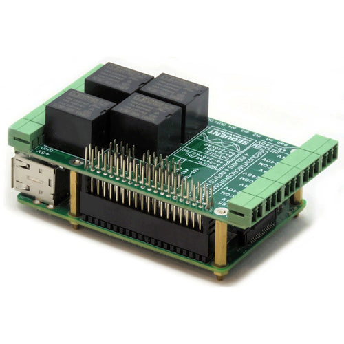 Sequent Microsystems 4-Relays 4-HV-Inputs 8-Layer Stackable HAT for Raspberry Pi