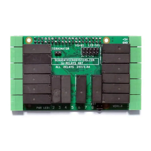HAT Apilable de 8 Capas c/ 16 Relés 2A/24V para Raspberry Pi de Sequent Microsystems Sequent Microsystems 16 Relays 2A/24V 8-Layer Stackable HAT for Raspberry Pi