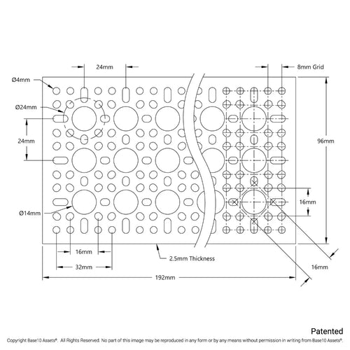 ServoCity 1123 Serie Patroonplaat (3 x 7 Gat, 96 x 192mm) ServoCity 1123 Series Pattern Plate (3 x 7 Hole, 96 x 192mm)