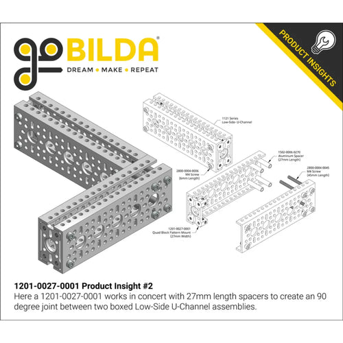ServoCity 1201 Serie Quad Block Patroon Montage (27-1) ServoCity 1201 Series Quad Block Pattern Mount (27-1)
