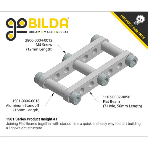 Pack de 4 Separadores ServoCity Serie 1501 M4 x 0,7mm (OD de 6mm, Longitud de 34mm) ServoCity 1501 Series M4 x 0.7mm Standoff (6mm OD, 34mm Length) - 4 Pack