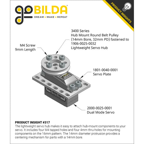 ServoCity 3400 Series Naafbevestiging Ronde Riemschijf (14mm Boring, 64mm PD) ServoCity 3400 Series Hub Mount Round Belt Pulley (14mm Bore, 64mm PD)