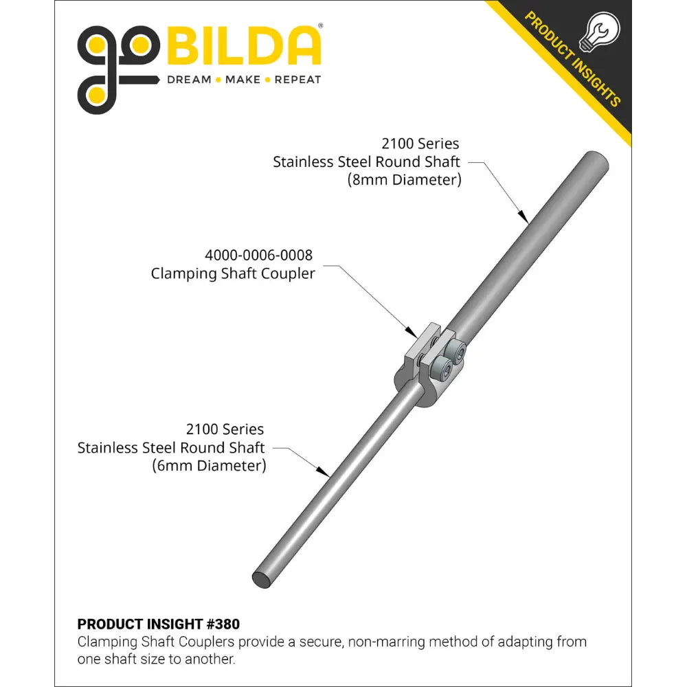 ServoCity 4000 Series Clamping Shaft Coupler (6mm Round Bore to 8mm