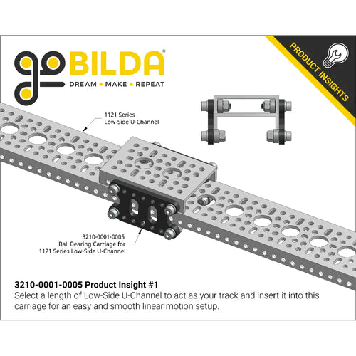 Carro con Rodamientos de Bolas ServoCity para Canal U de Bajo Lado de la Serie 1121 ServoCity Ball Bearing Carriage for 1121 Series Low-Side U-Channel