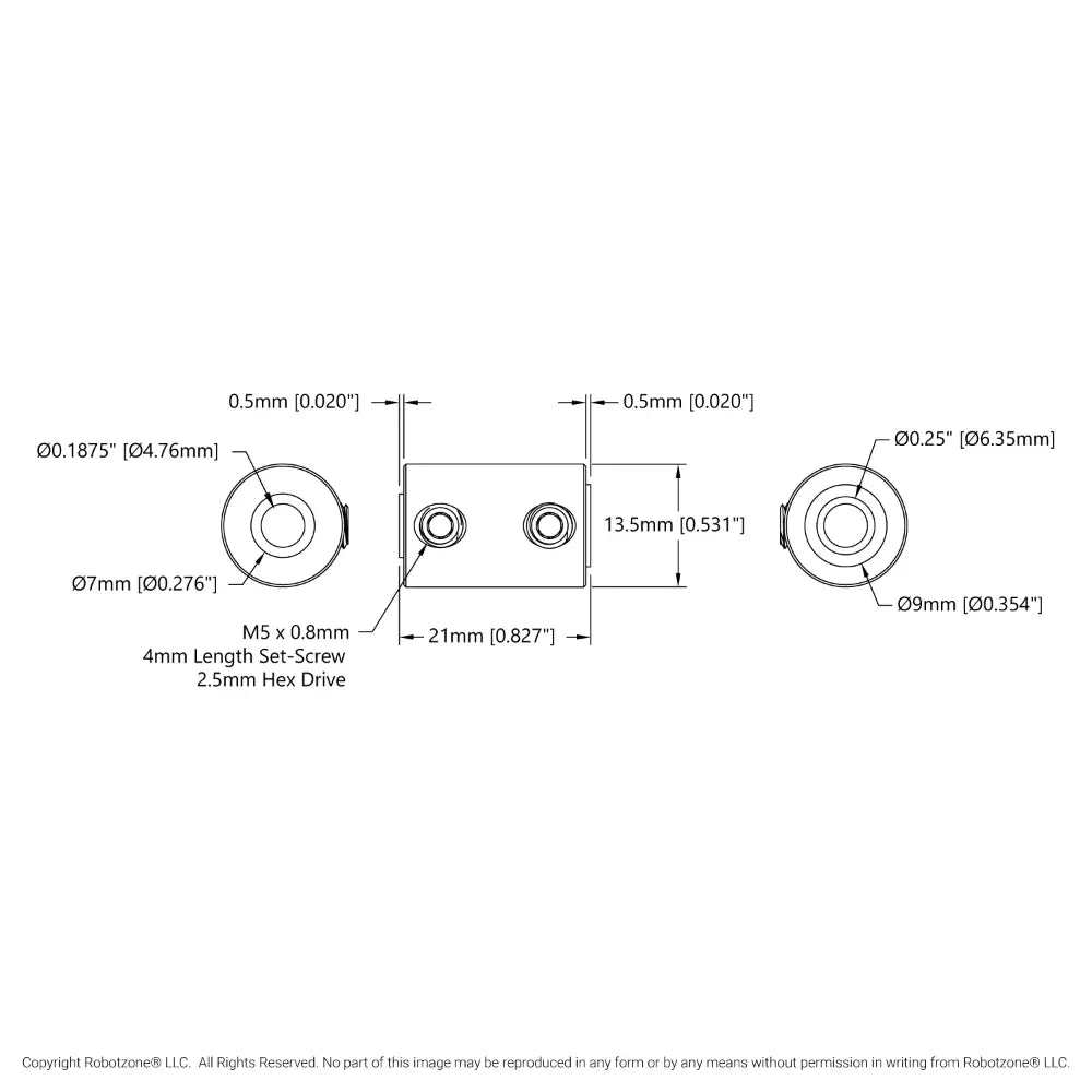 ServoCity SetScrew Shaft Coupler (3/16" Round Bore to 1/4" Round Bore
