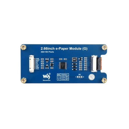 Waveshare 2,66 Waveshare 2.66" E-Paper Module (G), 360x184, Red/Yellow/Black/White, SPI Interface