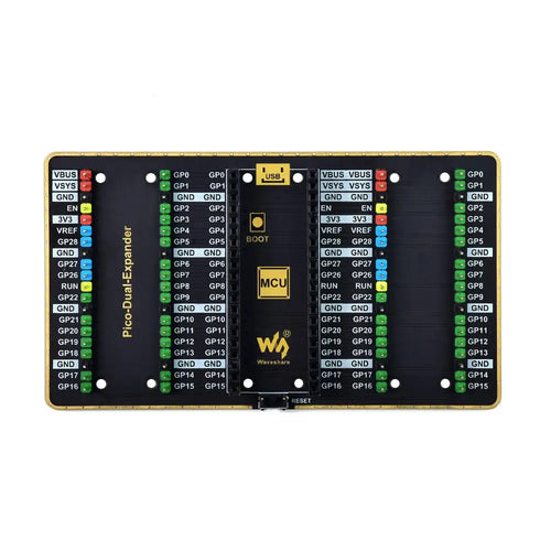Waveshare Dubbele GPIO Expander voor Raspberry Pi Pico, 2 Sets van Male Headers Waveshare Dual GPIO Expander for Raspberry Pi Pico, 2 Sets of Male Headers