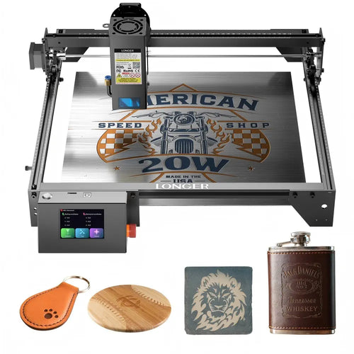 LONGER RAY5 20W Laser Engraver Cutter, Fixed Focus, 0.08*0.1mm Laser Spot, Color Touchscreen, 32-Bit Chipset, Support APP Connection, Working Area 375*375mm