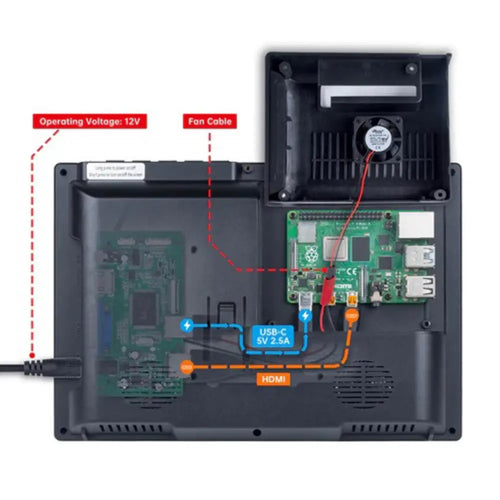 10.1 Inch Raspberry Pi 4B LCD IPS Display Portable Monitor 1280x800 (EU)
