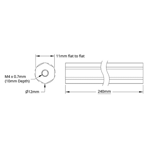 ServoCity 12mm REX Shaft (Aluminum, 240mm Length)