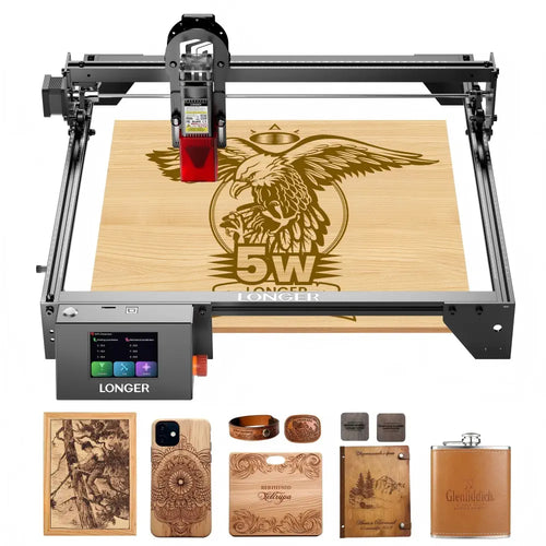 LONGER RAY5 5W Laser Engraver, 32-Bit Chipset, WIFI Connection, 3.5&quot; Touch Screen &amp; Offline Carving, 0.08x0.08mm Spot, 10000mm/min Max Speed, 400mmx400mm