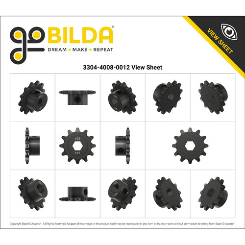 #25 Pitch Set-Screw Sprocket (8mm REX™ Boring, 12 Tanden)