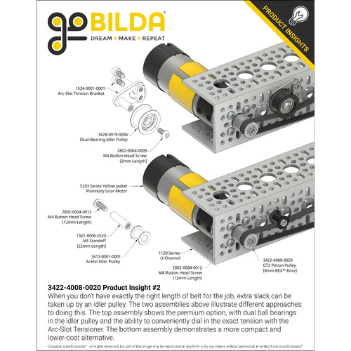 2mm Pitch GT2 Pinion Timing Pulley (8mm REX™ Bore, 20 Tooth)