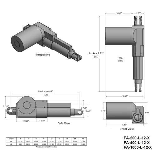 30'' Stroke 400lb Force Linear Actuator