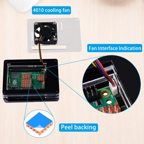 52Pi Acrylic Case w/ Official Fan Heatsink for Raspberry Pi (Black & White)