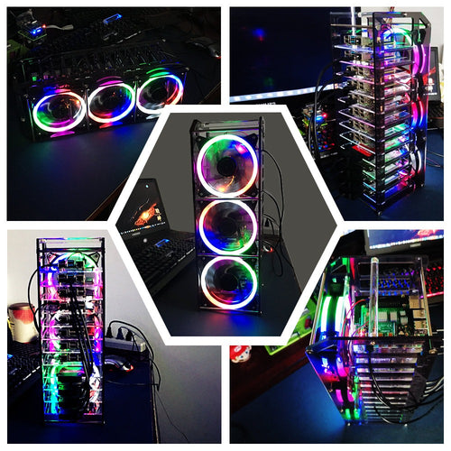 52Pi 12-Layer Acrylic Cluster Case w/ RGB LED Fan for Raspberry Pi & Jetson Nano
