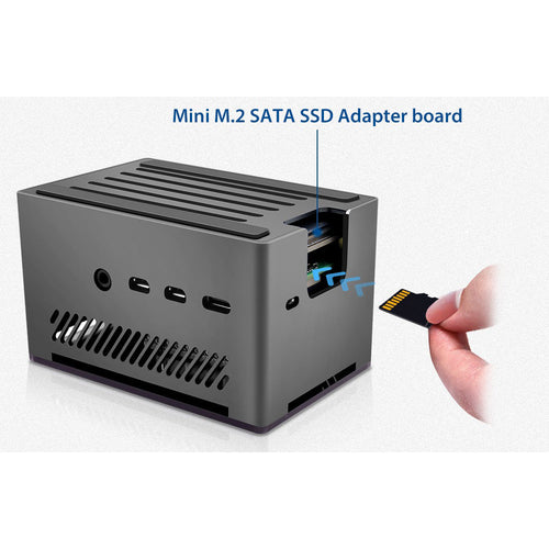 52Pi Aluminum NAS Case w/ Low-Profile Fan & M.2 Sata SSD for Raspberry Pi 4B