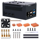 52Pi Black Brick Enlosure w/ 4010 Fan Heatsink for Raspberry Pi 5