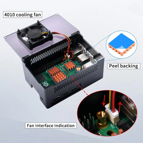 52Pi Aluminum Case Black Brick Enlosure w/ Official Fan Heatsink for Raspberry Pi 5