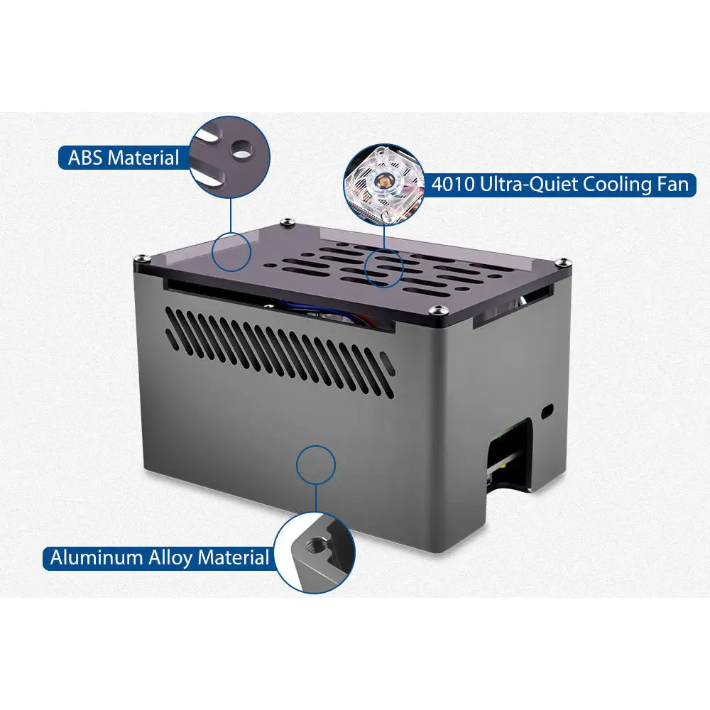 52Pi NAS Case w/ Cooling Fan & M.2 SATA SSD for Raspberry Pi 4B