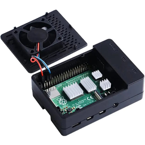 52Pi Fan ABS Case w/ Heatsinks for Raspberry Pi 4 B (Black)