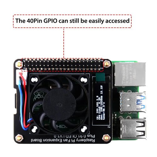 52Pi Fan Expansion Board Plus 0.91 OLED V1.0 for Raspberry Pi 4B/3B+/3B/2B