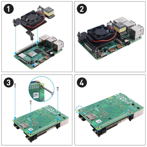 52Pi Isolated PoE HAT w/ Fan, IEEE 802.3af/at for Raspberry Pi 4/3B+