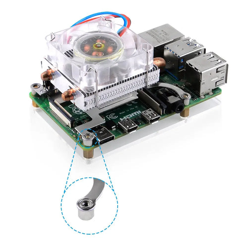 52Pi Low-Profile ICE Tower RGB LED Light Cooling Fan for Raspberry Pi 4B/3B+/3B