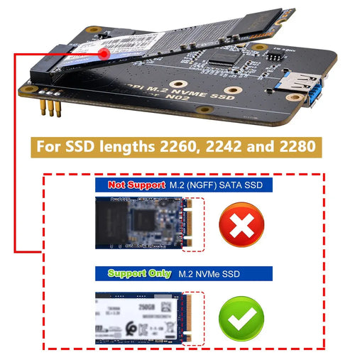 52Pi M.2 NVME SSD Adapter Board for Raspberry Pi