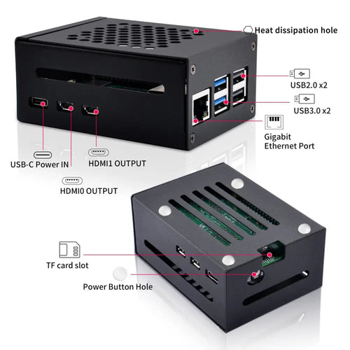 52Pi Metal Case for Raspberry Pi 5 w/ X1000 PCIe Board Compatibility