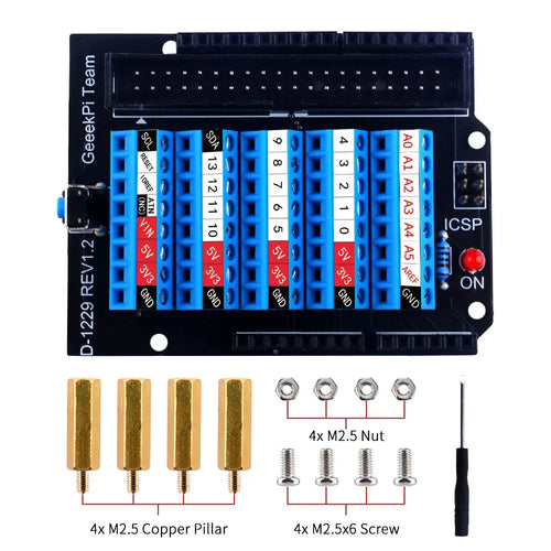 52Pi Screw Terminal Expansion Board for Arduino UNO (Blue)