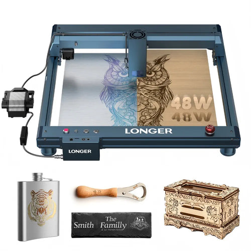LONGER Laser B1 40W Laser Engraver Cutter, 36000mm/min, Cut 40mm Basswood / 50mm Acrylic, Air-Assist Kit, 8 Safety Protections, 450x440mm (17.72&quot;x17.32&quot;)
