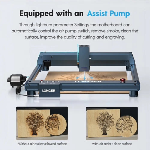 LONGER Laser B1 20W Laser Engraver Cutter, 4-core Laser Head, 22-24W Output Power, 450 x 440mm Engraving Area