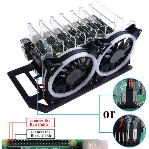 52Pi 8-Layer Acrylic Cluster Case w/ RGB LED & Cooling Fan for RPi, Jetson Nano (Clear)