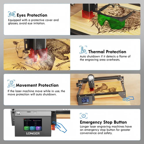 LONGER RAY5 5W Laser Engraver, 32-Bit Chipset, WIFI Connection, 3.5&quot; Touch Screen &amp; Offline Carving, 0.08x0.08mm Spot, 10000mm/min Max Speed, 400mmx400mm