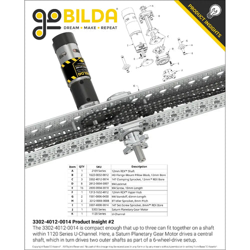 8mm Pitch Clamping Sprocket (12mm REX™ Bore, 14 Tooth)