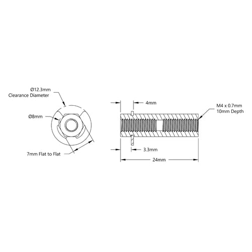8mm REX™ Shaft w/ E-Clip (24mm Length)