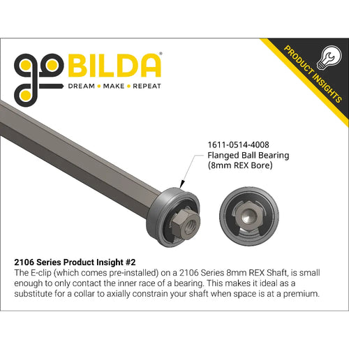 8mm REX™ Shaft w/ E-Clip (Stainless Steel, 96mm Length)