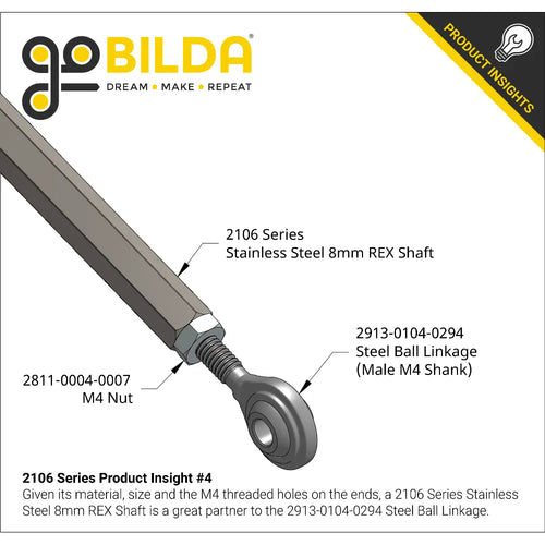 8mm REX™ Shaft w/ E-Clip (Stainless Steel, 96mm Length)