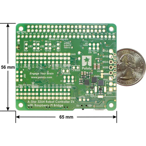 A-Star 32U4 Robot Controller SV w/ Raspberry Pi Bridge (SMT Components Only)