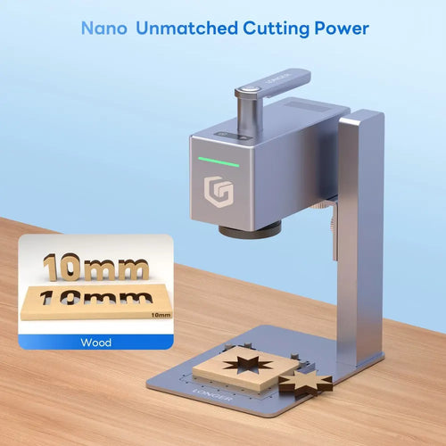 LONGER Nano Pro 12W Smart Laser Engraver, Two Diode Lasers with FAC, 5000mm/s Ultra-Fast Speed, 0.02mm Precision with Field Lens, LightBurn &amp; LaserGRBL, LaserBurn APP Operation, 10mm Wood Cutting, 100*100mm
