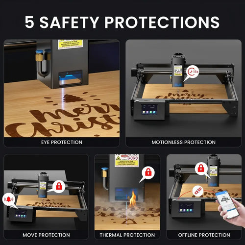 LONGER RAY5 20W Laser Engraver Cutter, Fixed Focus, 0.08*0.1mm Laser Spot, Color Touchscreen, 32-Bit Chipset, Support APP Connection, Working Area 375*375mm